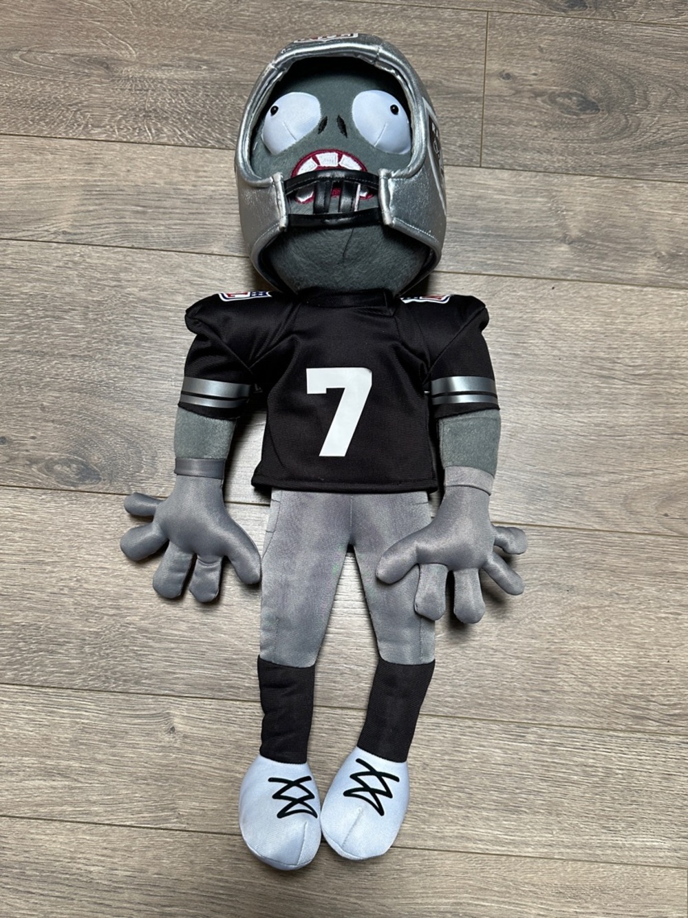 18 inch NFL Plants vs. Zombie. Raiders Plush Doll - Black and Gray